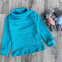Качественная однотонная бирюзовая водолазка рубчик для мальчика Удобный теплый детский гольф 98-104 см