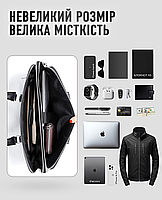 Чоловічий портфель для офісу та університету 37х28.5х7 / сумка для ноутбука з натуральної шкіри, чорний, фото 7