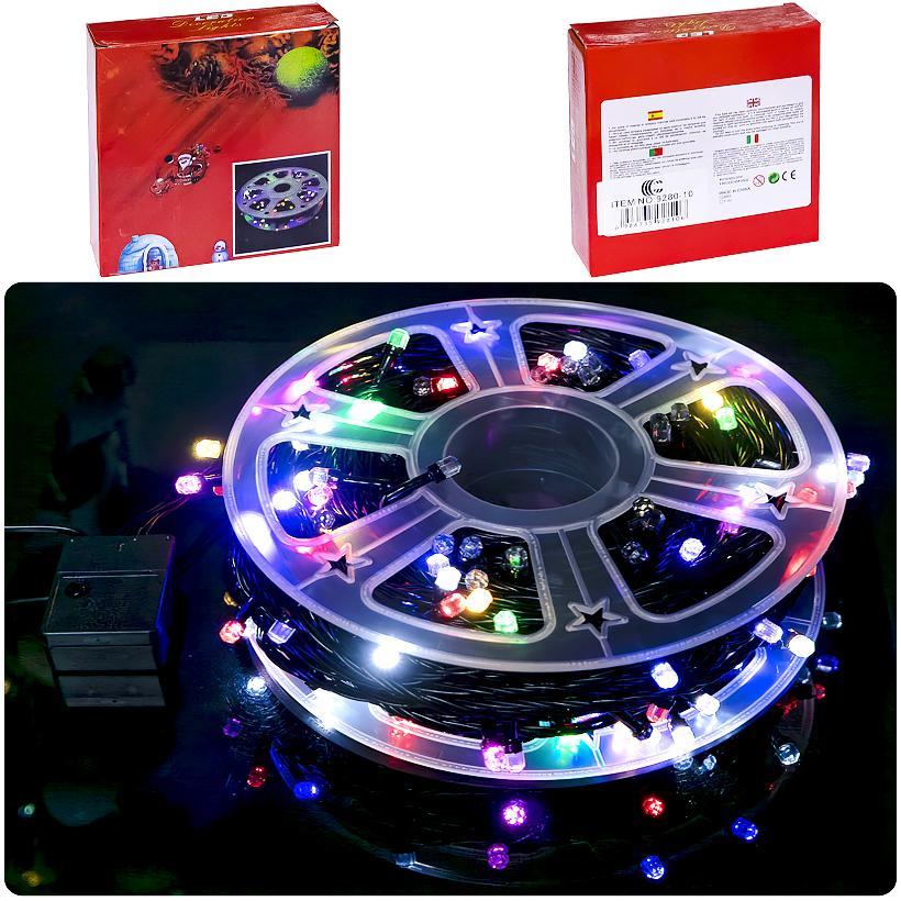 Гірлянда електрична 50 метрів кольорова - мультиколор 240 лампочок, 8 програм світіння, Живлення 220V.