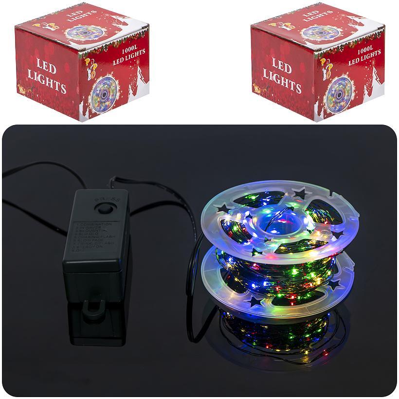 Гірлянда електрична 50 метрів кольорова - мультиколір, 8 програм, Живлення 220V