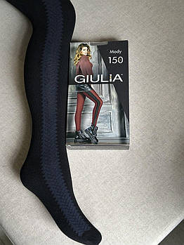 Колготки 150 ден бавовняні з візерунком збоку синього кольору Giulia Mody 150 чорного кольору 2 3 4