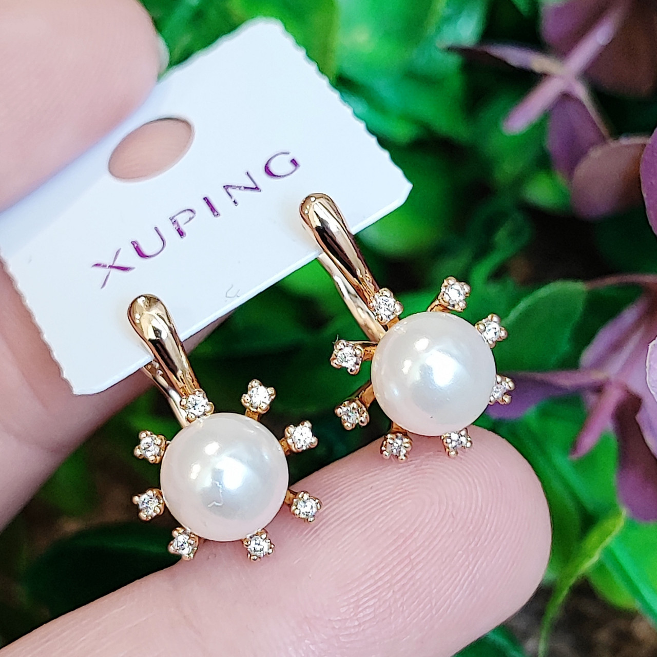 Сережки Xuping довжина 1.9см ширина 1.2см медичне золото позолота 18К с1515
