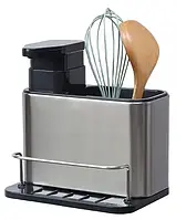 Диспенсер кухонный для моющего средства с держателем губки органайзер для кухни дозатор для жидкого мыла florentia