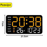 Настінний електронний годинник Mids з резервним живленням, термометр, календар., фото 8