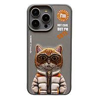 Чохол TPU+PC Nimmy 3D with Metal Buttons для iPhone 15 Pro Колір Cat Grey florentia