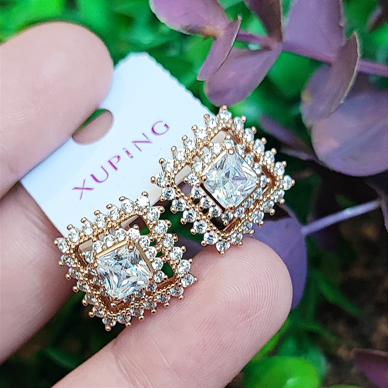 Сережки Xuping довжина 1.5см ширина 1.5см медичне золото позолота 18К с1517