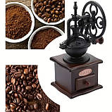 Кавомолка ручна дерев'яна Ретро Vintage Coffee вінтажна антикварна для кави, перцю, фото 5