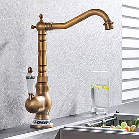 Латунний змішувач для кухонної мийки в бронзовому кольорі Emelli