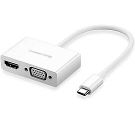 USB-хаб UGREEN USB Type C to HDMI + VGA Converter (White)