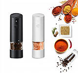 Млин електричний для перцю солі спеції з LED-підсвічуванням та 5 режимів Білий, фото 7
