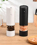 Млин електричний для перцю солі спеції з LED-підсвічуванням та 5 режимів Білий, фото 8