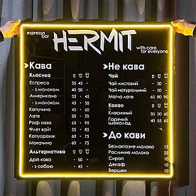 Меню на стіну акрил, з підсвіткою