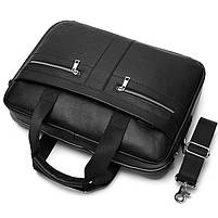 Чоловіча шкіряна сумка для ноутбука та документів 39x29x7, портфель для офісного працівника, чорний, фото 10