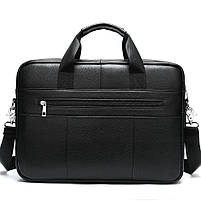Портфель для чоловіка 39x29x7, офісна сумка на плече для ноутбука та документів, ділова сумочка для роботи, чорна, фото 6