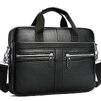 Портфель для чоловіка 39x29x7, офісна сумка на плече для ноутбука та документів, ділова сумочка для роботи, чорна, фото 2