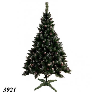 Ялинка штучна з білими кінчиками та шишками 1.8 м