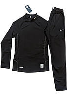 Дитячий/Підлітковий спортивний термокостюм  (Кофта + Штани) чорний, для футболу/тренувань