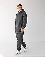 Спортивний чоловічий теплий костюм на флісі Графітовий 46