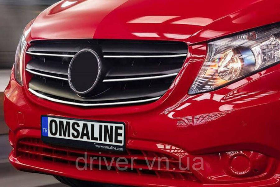 Накладки на решетку 2020-2025 (5 шт, нерж) OmsaLine - Итальянская нержавейка для Mercedes Vito/V-class W447