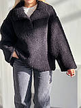 Чорна тепла жіноча кофта-анорак зі штучного хутра, фото 2