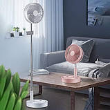 P9s 7-дюймовий портативний складний вентилятор із зарядкою, чотири швидкості, USB-зарядка, телескопічний настільний таймер, фото 2