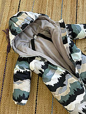 Комбінезон зимовий суцільний дитячий теплий на флісі 80 86 92 98 розмір з капюшоном, фото 4