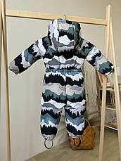 Комбінезон зимовий суцільний дитячий теплий на флісі 80 86 92 98 розмір з капюшоном, фото 2