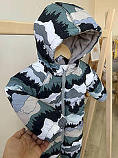 Комбінезон зимовий суцільний дитячий теплий на флісі 80 86 92 98 розмір з капюшоном, фото 5