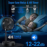 LIPETY Складаний портативний вентилятор, що перезаряджається, осцилюючий - 9 дюймів, 7200 мАг, фото 3