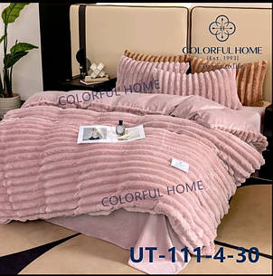 Тепла постільна білизна Colorful Home Широка смуга 5см Євро - пудра, фото 1