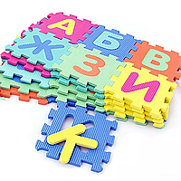 Дитячий килимок з українським алфавітом навчальний килим мозаїка розвивальний для дітей 36 деталей GH