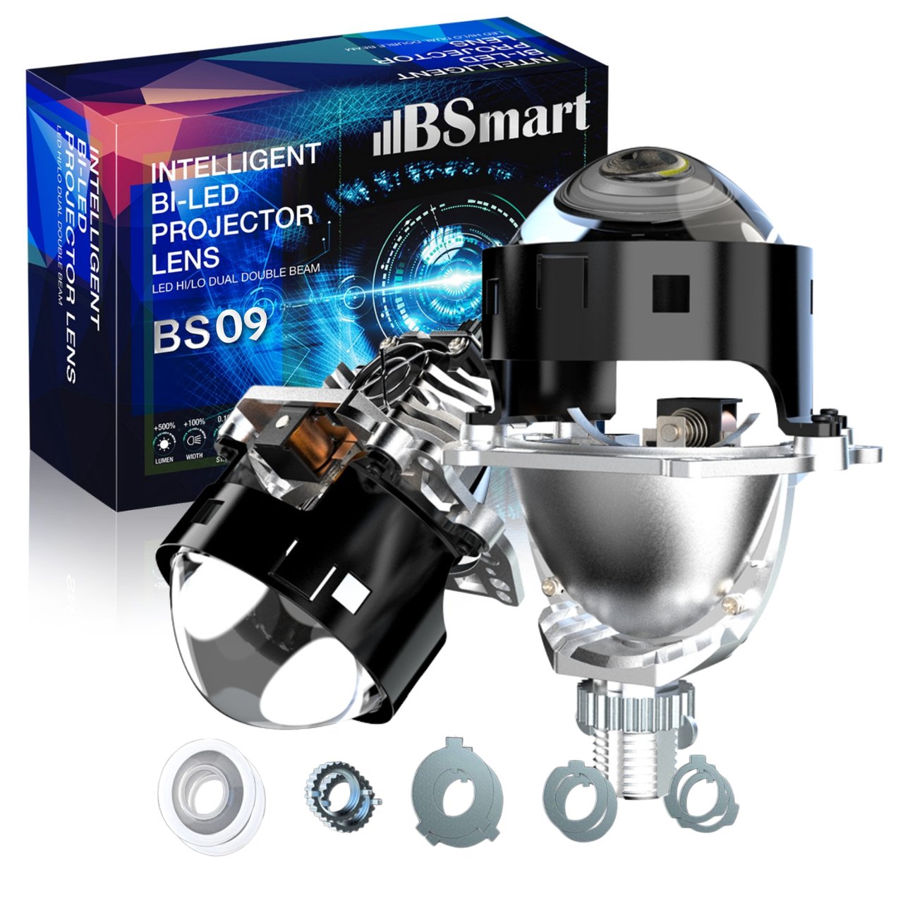 Автомобільні лінзи Bi-LED BSmart BS09 Warm light 3.0 дюйм 12B 38W 5000К теплий білий