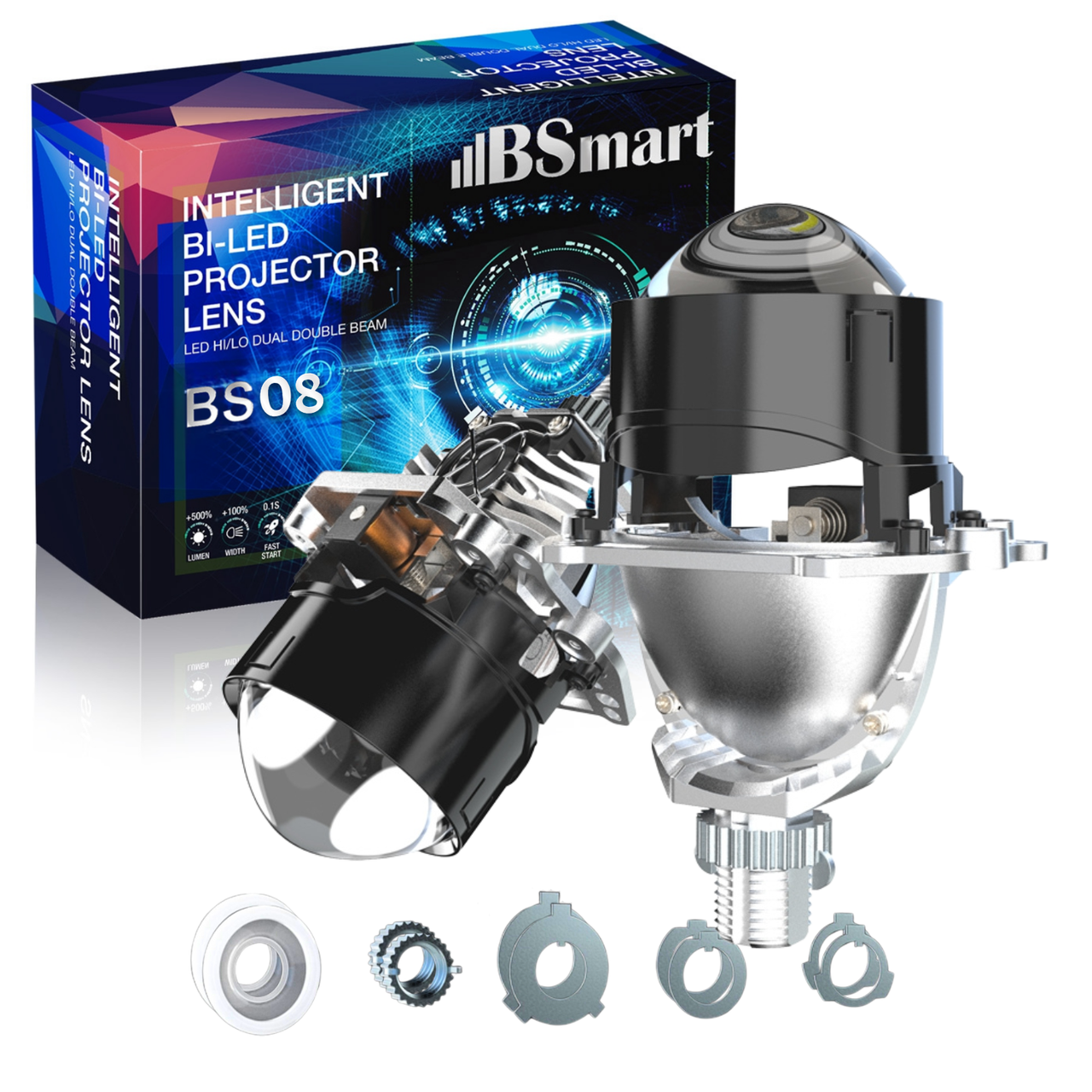 Автомобільні лінзи Bi-LED BSmart BS08 Warm light 2.5 дюйм 12B 38W 5000К теплий білий
