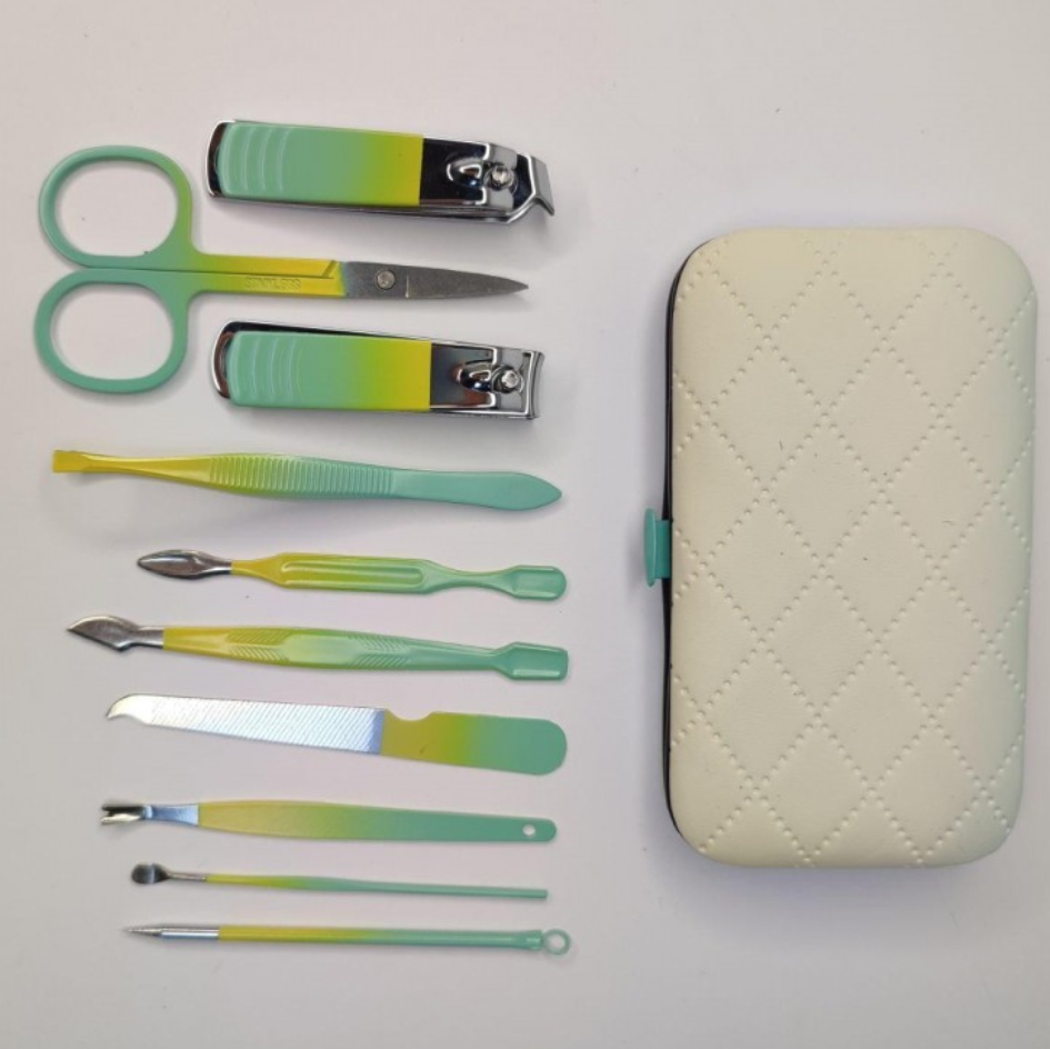 Портативний набір для манікюру/педикюру на 10 предметів пропонує всі необхідні інструменти для виконання процедур з догляду за ні, фото 1