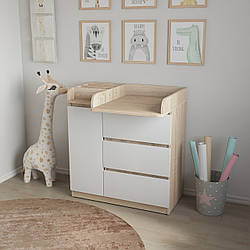Сповивальний комод з органайзером 3+1 дуб сонома+білий