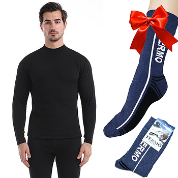 Чоловіча термобілизна зимова S-XХL + Подарунок Термошкарпетки 41-45р TERMO socks / Комплект термобілизни / Термокомплект