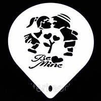 Трафарет великий діаметр 22,5 см Хлопчик з дівчинкою Любов