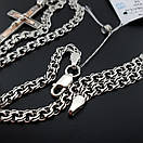 Срібна цепочка Бісмарк з хрестиком із золотою пластиною. Чорнений ланцюжок 55 см, фото 7