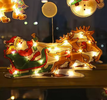 Новорічний декор з підсвічуванням на присосках працює від батарейок AAA Дід Мороз 12 х 23 см