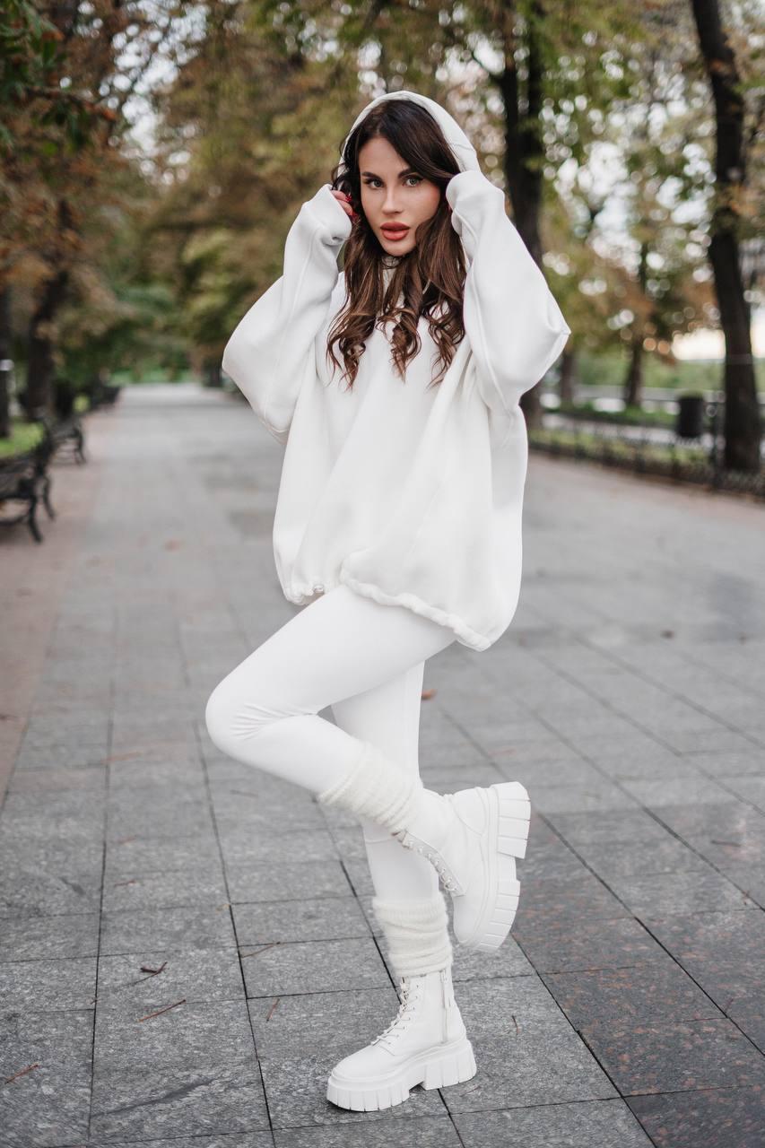 Білі затишні теплі демісезонні легінси з комфортної трикотажної тканини Puma, фото 1