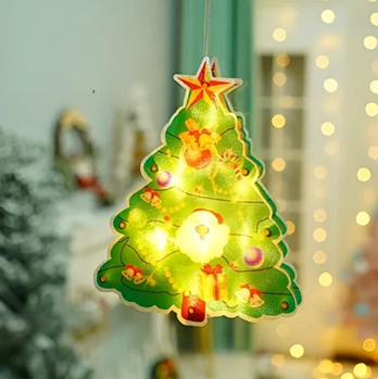 Новорічний декор з підсвічуванням на присосках працює від батарейок AAA Ялинка 17 х 14 см