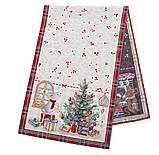 Доріжка раннер на стіл Новорічна 45x140 см., гобелен, фото 2