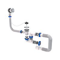 Сифон для ванни з корком на ланцюжку та гнучким відведенням Ø 40/50 мм TAU