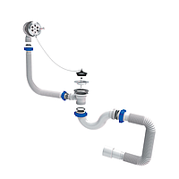 Сифон для ванни прямоточний з корком на ланцюжку та гнучким відведенням Ø40/50 мм TAU