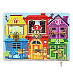 Дитячий дерев'яний бізіборд 6 зон із тваринними кольорами цифрами замками Ігрова панель раннього розвитку малюків, фото 5