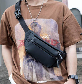 Сумка на пояс чоловіча тканинна Confident чорна