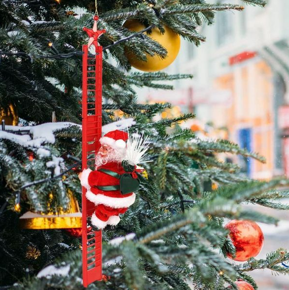 Новорічна іграшка Санта рухається драбиною і співає мелодію, фото 1