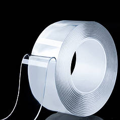 Силіконовий скотч, нано стрічка двостороння клейка, ширина 2 см, прозорий (5 м)