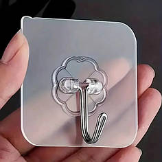 Гачок побутовий металевий на прозорій клейкій основі, 6х6 см