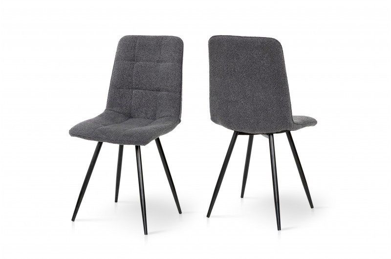 Стілець ФРЕШ Мікс Меблі (квадрат) чорний/букле темно-сірий, фото 1